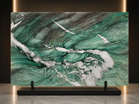 Dalle de quartzite cristallin Fuchsite pour panneau mural poli, plan de travail d'îlot, comptoir de bar, plateau de console et surface découpée sur mesure