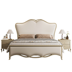 Lit en bois massif de chêne américain, style classique et moderne, confortable, meubles de chambre à coucher - Product Image 6