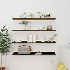 Kệ Nhôm Viền Góc Đen <span class=keywords><strong>20</strong></span>/24 Tầng 18/3/5 Inch, Đồ Trang Trí Tường Nổi Sâu, Có Gờ Treo Bất Đối Xứng - Product Image 2