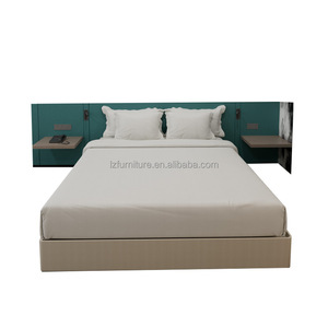 Fabricant de meubles pour hôtels 3 étoiles, ensemble de chambre économique, lit plateforme en bois king size avec tête de lit capitonnée et tables de chevet - Product Image 6