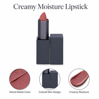 Rouge à lèvres crémeux personnalisé avec logo OEM, enrichi en vitamine E – Rose Velours Mat Hydratant Longue Tenue, Couleur Lèvres Design Cubique, Marque Privée