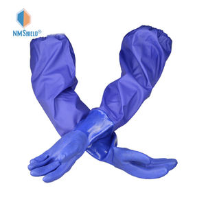Guantes DE PESCA DE PVC impermeables NMSHIELD con forro de algodón de puño largo antideslizante y resistente al aceite para Protección Laboral - Product Image 1