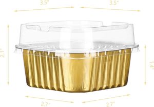 Wholesale 300ml 10oz Square PET Aluminum <b>Foil</b> Disposable Mini Baking Cups with Lids Food Grade - Product Image 2