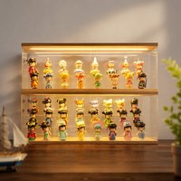 Support d'affichage LED en acrylique transparent double couche, personnalisable, pour figurines Pop Mart, boîtes mystères, bijoux et petits articles