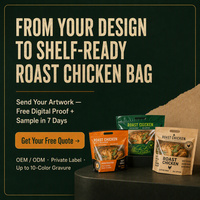 Sachet refermable personnalisé pour poulet rôti, qualité alimentaire, compatible micro-ondes, pour emballage de poulet frit entier de type traiteur