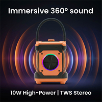 Enceinte portable ICBOX Q10 pour extérieur, étanche IPX5, alimentée par batterie, avec lumières LED RGB pour camping, karaoké, soirées, en plastique