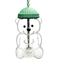 Gobelet en verre Bearista 2026 avec motif ours en peluche, résistant aux hautes températures, avec couvercle et paille, pour adultes
