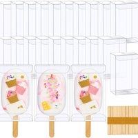 Boîtes à macarons en plastique PET recyclable en stock, boîtes à sucettes glacées carrées transparentes, emballage pour crème glacée, fruits, noix, sushi