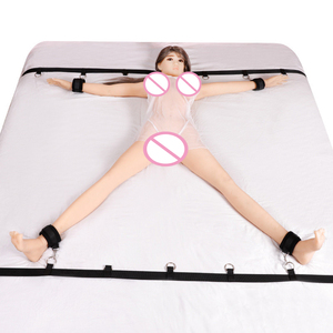 Многокольцевые игрушечные ремни для кровати с наручниками и манжетами на лодыжку для взрослых бандажные ремни для кровати для рабства - Product Image 1