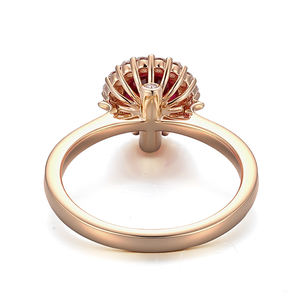 Anillo de rubí cultivado en laboratorio Provence 3CT, oro amarillo de 14K con piedra principal, anillo redondo de rubí de sangre de Paloma de 9mm, joyería personalizada de alta calidad - Product Image 4