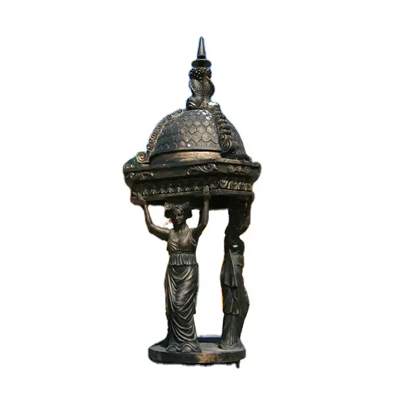 Figura personalizada escultura fuente de agua de bronce para decoración de jardín