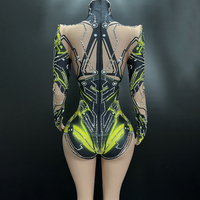 Novance Y4281 – Nouveautés 2024 : Combinaison moulante à manches longues pour femme, ornée de strass, tenue de performance sexy et luxueuse pour soirée