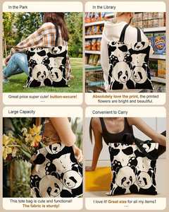 New Arrival Reusable Large Capacity Durable Cartoon Printing Canvas Cotton <b>Tote</b> Bags with Long Handle for <b>Travel</b> & Daily Use - Product Image 6