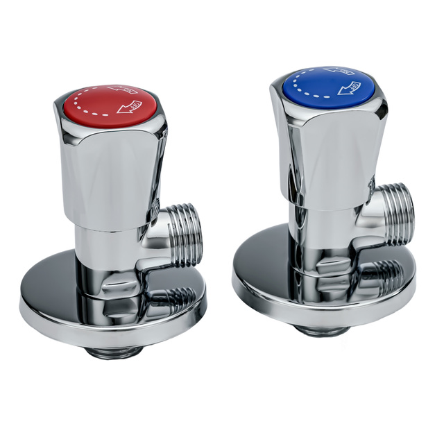 High Quality and Low Price Hot and Cold Separate Control Angle Valve Chrome Copper and Ceramic Bathroom Angle Valve