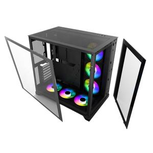 Boîtier PC de jeu ATX Mid Tower en alliage d'aluminium noir avec refroidissement par eau 360° et verre trempé - Product Image 6