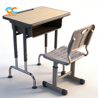 Ensemble de bureau et chaise d'étude gris personnalisable, réglable en hauteur, moderne, pour étudiants, directement du fabricant, OEM ODM