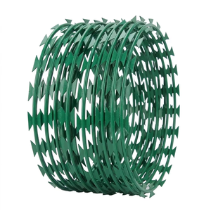 PVC Coated Razor Barbed <b>Wire</b>, Anti-Corrosion Plastic Coated Concertina <b>Wire</b> for Airport Border Farm Security Fence - Product Image 3