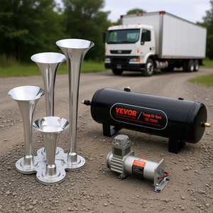 Kit de klaxon à air Vevor 4 trompettes 12V avec compresseur à réservoir de 10L pour camions et véhicules - Product Image 2