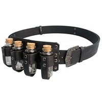 Ceinture personnalisée pour femme, style steampunk vintage, aspect cuir PU, avec boucle en alliage, porte-bouteille de potion marron, accessoire occulte