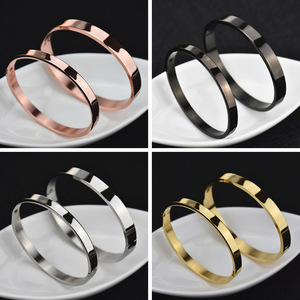 4/68mm Glossy Titanium Steel <b>Couples</b> Openings <b>Bracelet</b> Rose Gold Stainless Steel Simple <b>Bracelet</b> for Men and Women Diy Ornament - Product Image 2