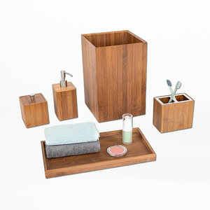 Bamboo Bathroom Toiletries Set Rectangle Eco-Friendly For Home Hotel Nordic Style - Product Image 4