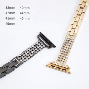 Para <span class=keywords><strong>Applewatch</strong></span> Band 38mm 40mm 41mm 42mm 44mm 45mm tamaño Rhinestone Metal joyería pulsera Correa con Bling Diamond Band - Product Image 3