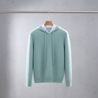 Kaninchenfell-Mischung Nerzartiger Samt-Textur Winter Einfarbiger Private Label Benutzerdefiniertes Logo Locker Sitzender Herren Strick-Hoodie