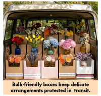 Support de bouquet pliable en carton ondulé personnalisé, boîte pour bouquets floraux, plantes en pot, boîte de livraison de fleurs pour vase