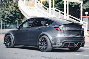Tesla modeli Y arka ÖN TAMPON için KXY CMST stil karbon Fiber arka difüzör - Product Image 4