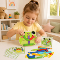 Rompecabezas de Madera con Forma de Rana, Juego de Construcción de Tiras, Bloques de Reconocimiento de Patrones para Niños, Juguete Educativo Temprano Montessori
