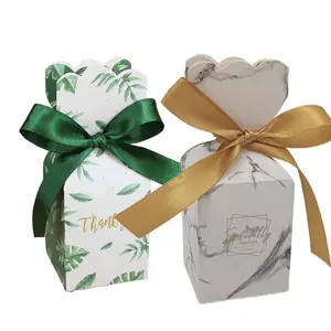 Boîte de bonbons de mariage avec logo personnalisé boîte-cadeau en papier d'emballage de chocolat alimentaire avec ruban
