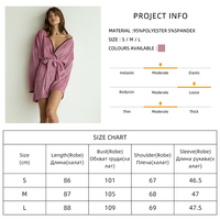 QINSI 2026 Nouvelle Robe Élégante pour Femme Automne, Peignoir Rose en Velours pour Femme, Robe de Chambre à Manches Longues en Tricot