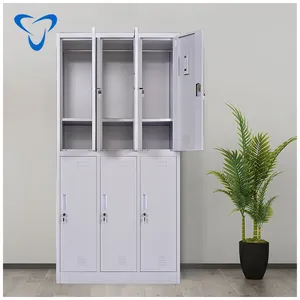 3 niveaux porte unique en acier salle de sport bureau d'école 6 portes/vêtements personnalisés casier de stockage placard armoire à vendre