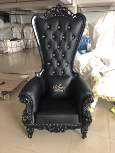 Foshan luxe roi trône chaise en gros décoration intérieure hôtel salle à manger haut dos mariée marié fabricant haut de gamme noir - Product Image 2