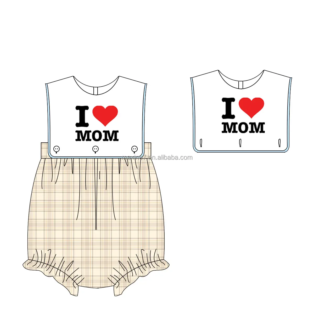 Zomer Kinderkleding Kids Katoenen Jumpsuits 'I Love Mom' Vervangbare Pasgeboren Jongens Rompertjes Groothandel