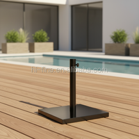 Base de parasol en acier pour mobilier d'extérieur de parcs 480x380x45mm HIFINE HFBU-001B, avec mât en aluminium de 1,5m de rayon, 8 branches