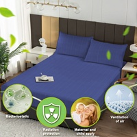 Draps de mise à la terre anti-radiation 5% argent 95% coton biologique pour lit motif uni taille Queen pour maison et hôtel