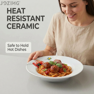 9inch Wholesale Eco-Friendly Floral Porcelain Deep <strong>Plate</strong> <strong>Ceramic</strong> Soup Bowl Rimmed Pasta <strong>Plate</strong> for Camping Use Restaurant Home - Product Image 4