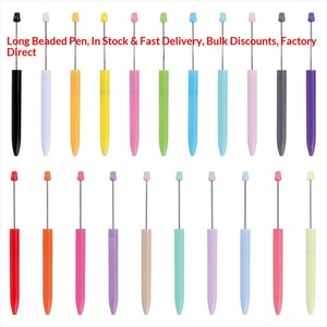 En stock, vente en gros, perles en plastique créatives pour stylos à bille, pouvant être enfilées, impressions personnalisées, emballage en boîte - Product Image 1
