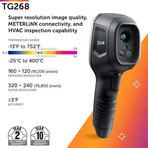 กล้องถ่ายภาพความร้อนดิจิตอล FLIR TG268 เครื่องมือวัดอุณหภูมิพลาสติกสำหรับระบบ HVAC  พร้อมฟังก์ชันวัดความถี่ในตัว สำหรับงานไฟฟ้า ODM แบตเตอรี่ TG26 - Product Image 3