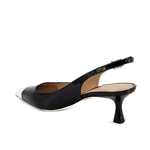 Chaussures pour femmes à bride arrière, décorées de perles, à talons bas, escarpins patchwork, sandales slingback à bout carré avec boucle diamantée - Product Image 4