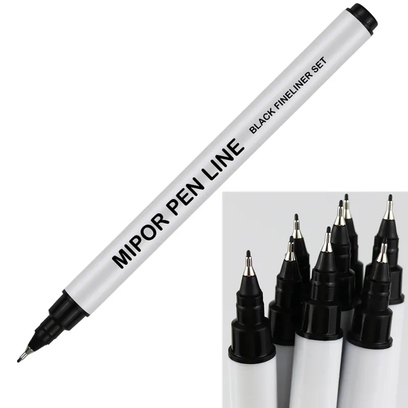 Nuova versione In Stock Fineliner 8 penne per schizzi nere che disegnano a secco velocemente per il Designer