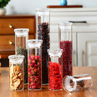 Pot de conservation en verre borosilicate soufflé à la main, écologique, avec couvercle, pour café, thé, épices, cuisine, garde-manger