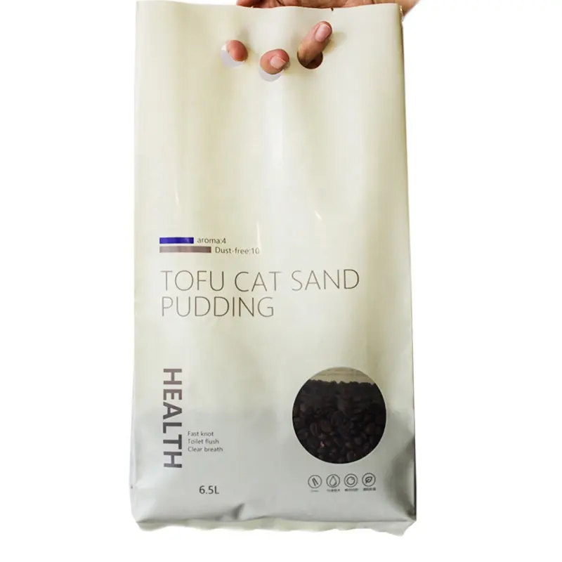 Large Capacity Custom Printed Empty Tofu Cat Litter Sand plastic Packaging Bag with Window