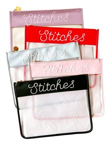 特注プロジェクトバッグブロックカラートリムジッパーポーチ付き針先刺繍用大きなステッチクリアジッパーポーチ - Product Image 1