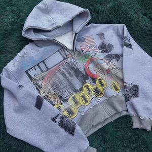 Vêtements personnalisés en stock, fabricant de vêtements OEM, sweats à capuche surdimensionnés pour hommes, sweats à capuche en coton tendance streetwear imprimés pour hommes - Product Image 1