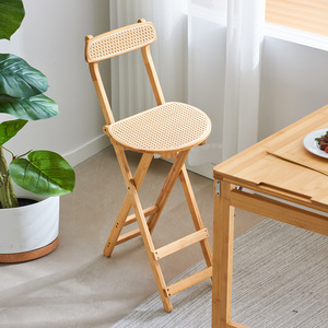 Taburete <span class=keywords><strong>de</strong></span> <span class=keywords><strong>Bar</strong></span> Plegable <span class=keywords><strong>de</strong></span> Ratán y Madera Maciza, Sillas <span class=keywords><strong>de</strong></span> <span class=keywords><strong>Bar</strong></span> Ecológicas para Cocina, Hogar, <span class=keywords><strong>Bar</strong></span>, Cafetería, Restaurante y Villa - Product Image 1