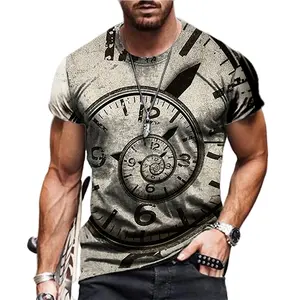 Saat moda erkek gömleği rahat | Erkek Unisex T-Shirt grafik baskı ekip boyun 3D günlük tatil kısa kollu üst
