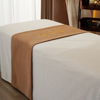 Velours brun clair élégant Design personnalisé 100 Polyester Salon de beauté chemin de lit facial drapeau de lit écharpe de lit