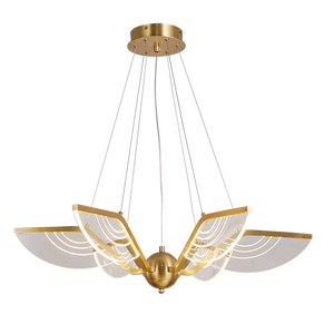 Copper wing Oval Acrylic Chandelier for Living Room <b>Dining</b> Room Bedroom Study Room Home <b>Lighting</b> Set Adjustable Height LED - Product Image 2